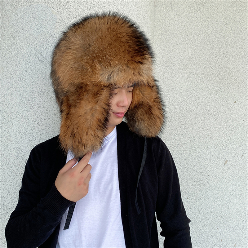 Natural Raccoon Fur Hat With E - đánh giá và giá Winter Trapper Hat