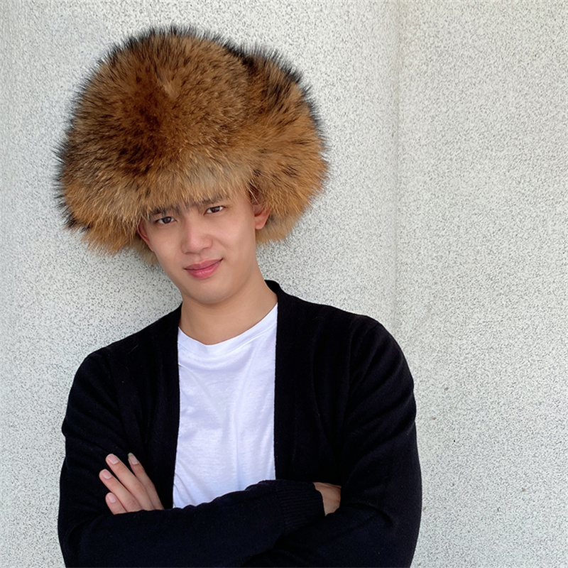 Natural Raccoon Fur Hat With E - đánh giá và giá Winter Trapper Hat
