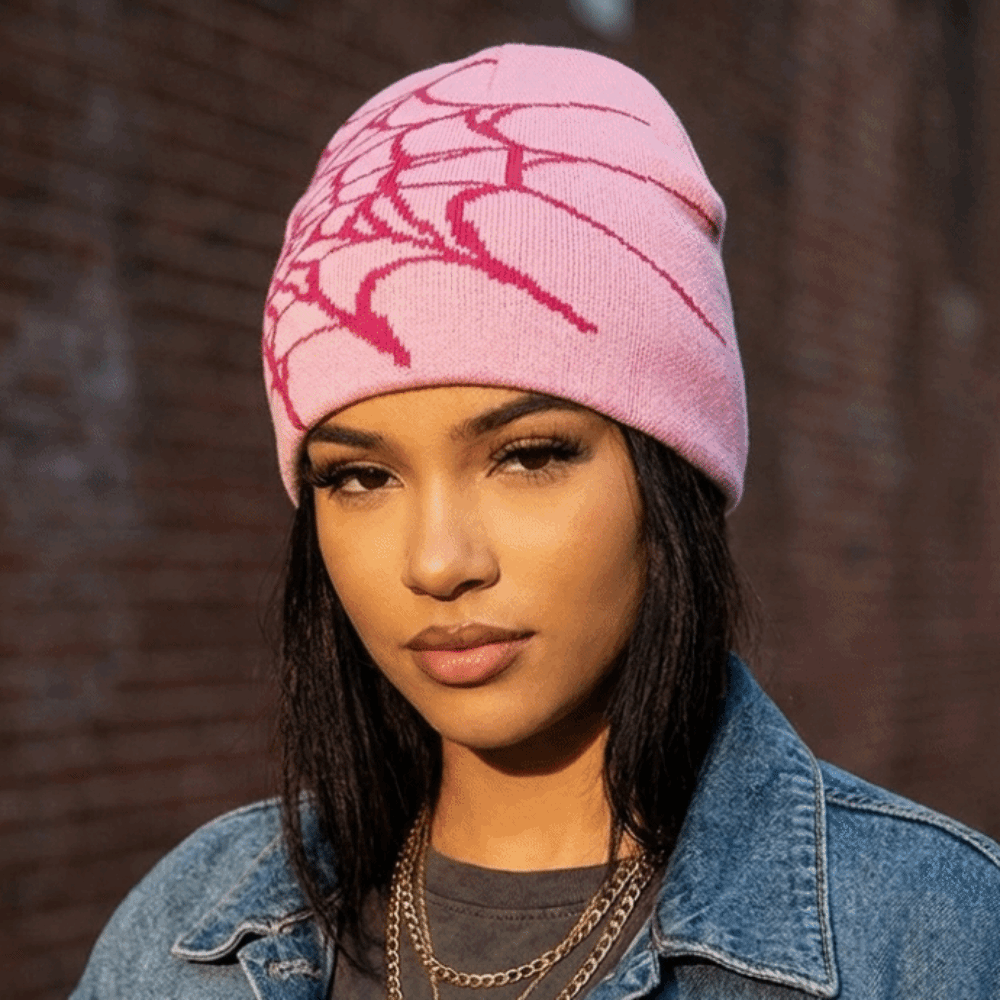 Hip-hop Soft Spider Web Patter - đánh giá và giá Beanie Cuffed Knit