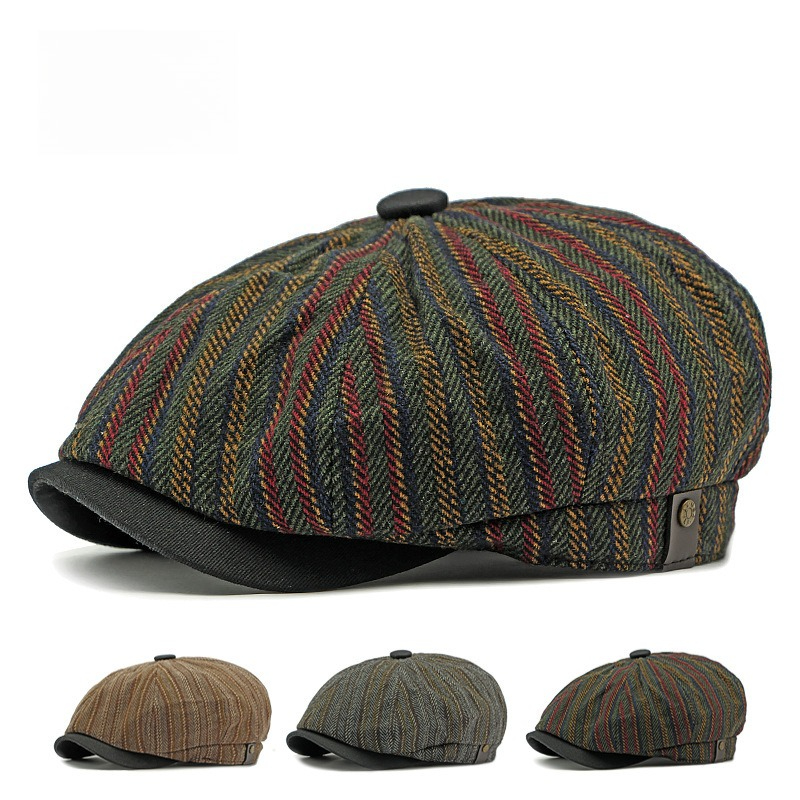 Men Vintage Striped Tweed News - đánh giá và giá Newsboy Cap Ivy